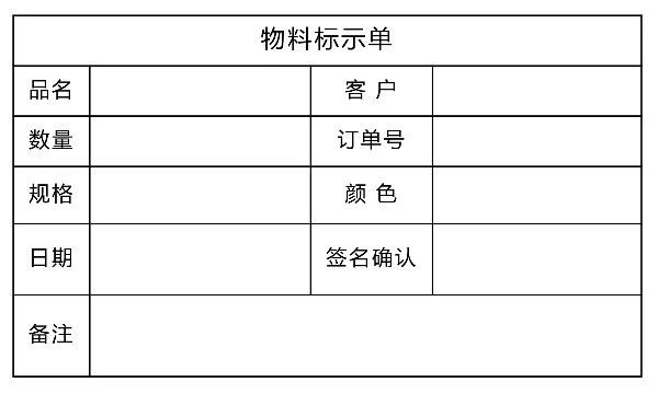 物料标示单